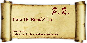Petrik Renáta névjegykártya